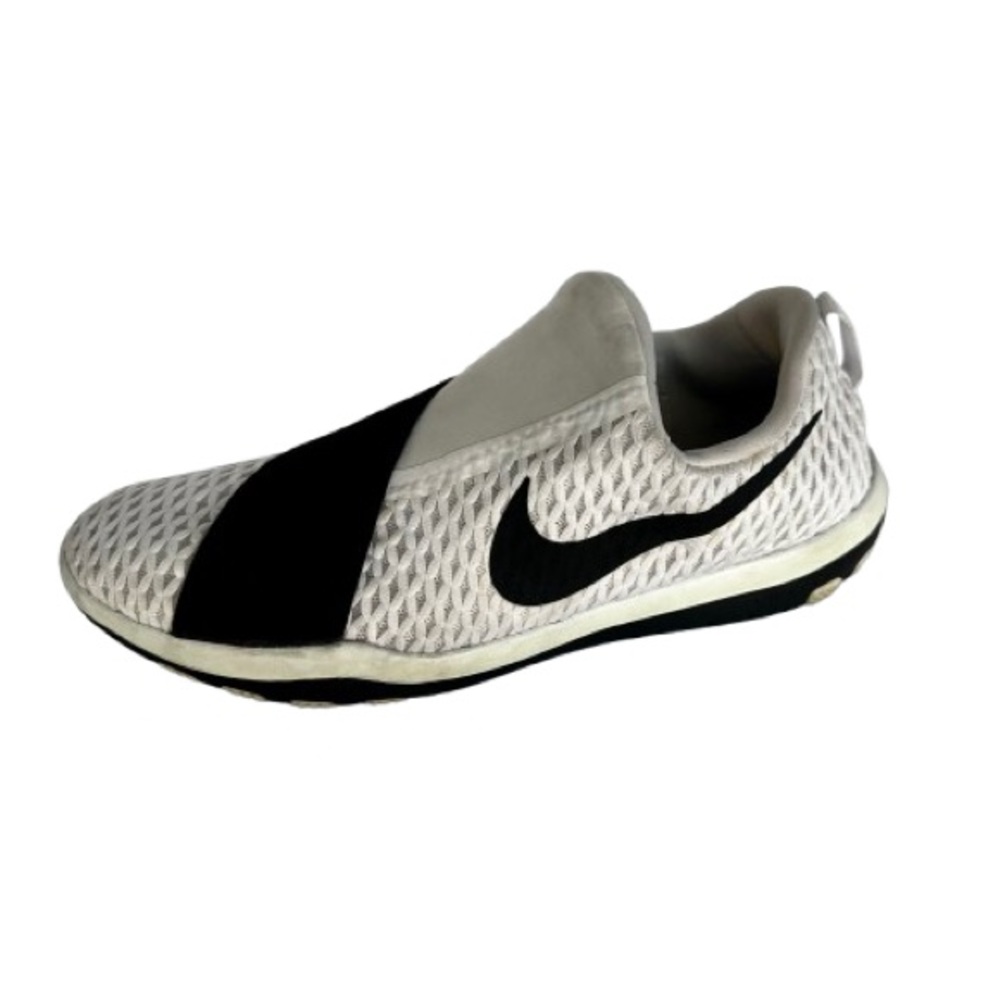 Nike Free Connect Womens Slip-on Training Shoes in White & Black Swoosh Size 8.5